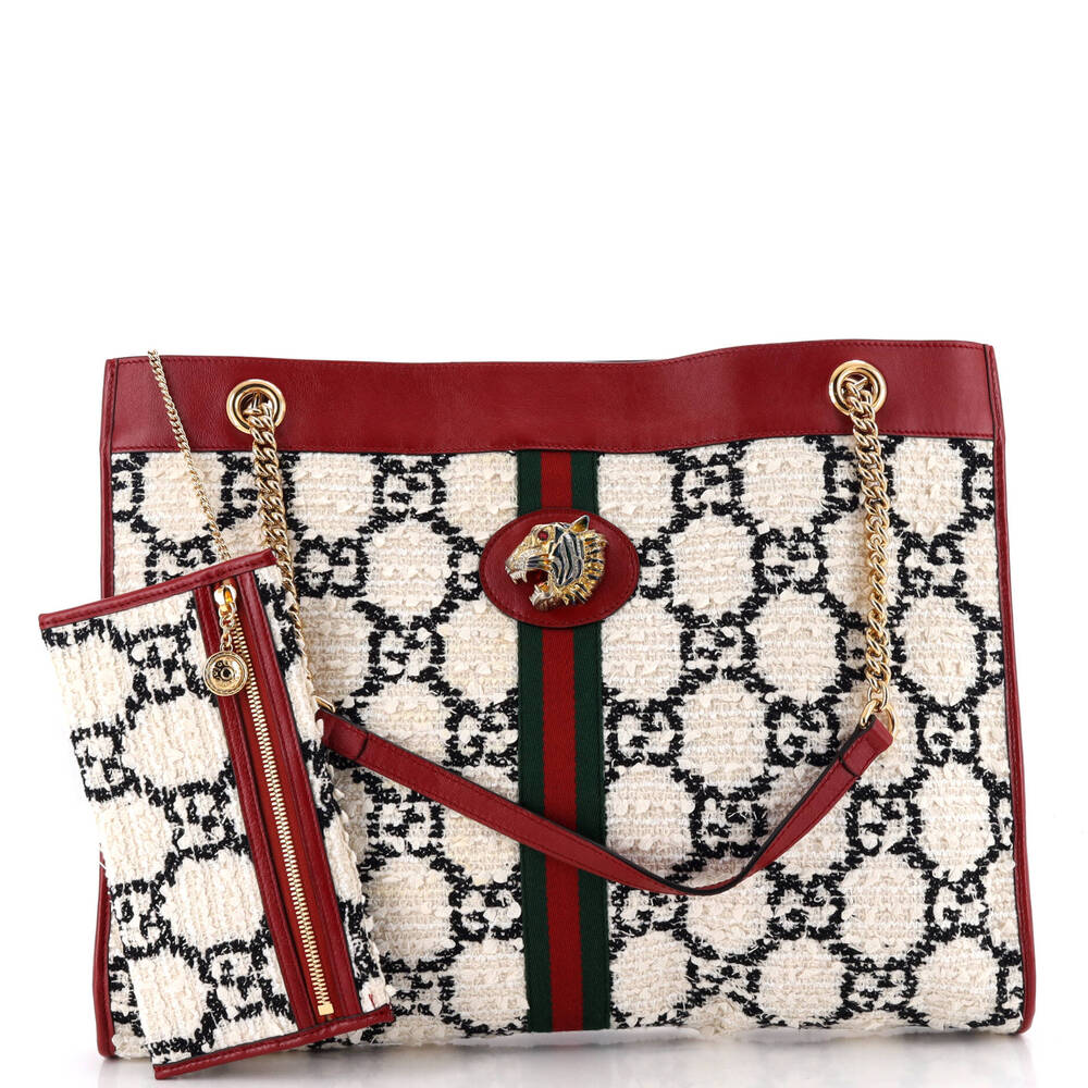 Gucci Rajah Chain Tote Gg Tweed Large #260677G13B - Picture 2 of 7